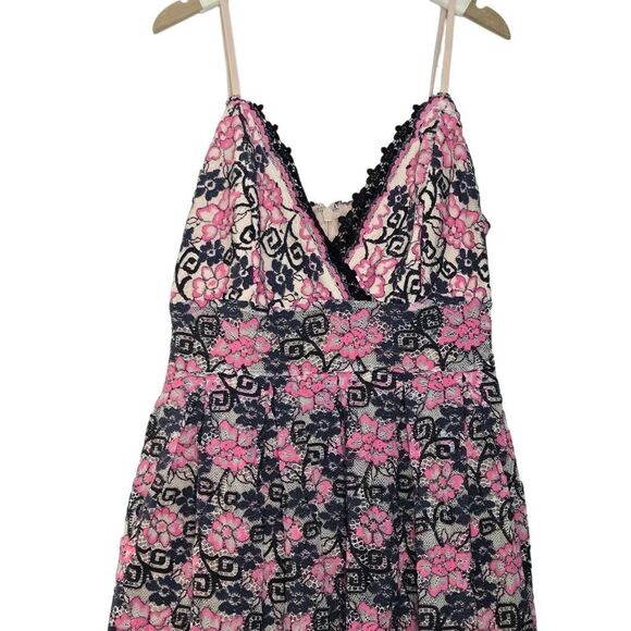 ASOS Dress Size 10 Floral Lace Midi Pink Spaghetti Straps V-Neck - Picture 3 of 7
